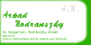arpad modranszky business card