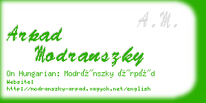 arpad modranszky business card